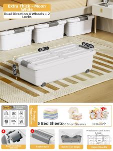 XUNHUAI | Flat Wheeled Drawer Storage Box Under Bed Organizer