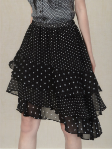 loveheynew | Chân Váy Xòe Đai Cao Hình Chấm Bi Không Đều Vintage
