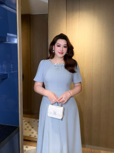 GLEC | Plus Size Womens Dress French Vintage Lace Hollow-out Design High-end Feel Rhinestone Bow