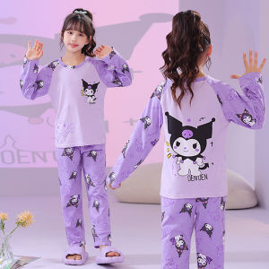 Girls Cotton Pajamas Long Sleeve Thin Print Home Clothes Set Breathable Moisture Wicking Warm Princess Style Childrens Wear