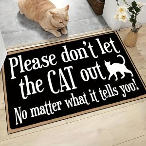 VIKAMA Cat-Themed Humorous Door Mat Non-Slip Living Room Entrance Hallway Doormat Creative Pet Wear-Resistant Floor Mat