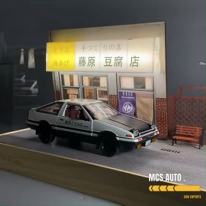 【FREE SHIPPING】1:20 头文字D Initial D Fujiwara Tofu shop scene Toyota AE86 Alloy Diecasts car model pull back collection 头文字D 豆腐店 车模场景 车模收纳展示台 透明展示柜 AE86 合金车模