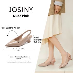 Josiny | Elegant Commuter Mary Jane Shoes Pointed Toe Open Heel Low Block Heel