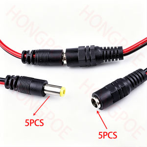 12V DC Power Cord 5.5×2.1mm 10-Pack Power Extension Cable for CCTV Cameras TVs LED Lights DIY Connectors. Tail Extension Line