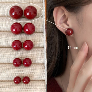 Pianist | Women Elegant Red Pearl Silver Earrings