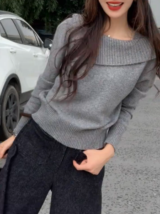QINGNAER | Plus Size Gentle and Simple Sweater Slimming Knitwear