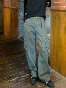 NIHAOKANONG | Quần Jeans Dáng Rộng Cao Waist Workwear
