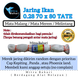 JARING IKAN 0.28 70X80 TATE (MATA MALANG) PUKAT 028 | JARING SENAR 028 | JARING IKAN KEPITING | JARING COD | JARING 3 INCH | PUKAT 3 INCH | JARING MATA TATE