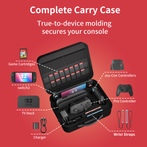 STARTRC GAMES Switch 2 Multi-Functional Carrying Case - NS2 Full Accessories Organizer High-Capacity Handbag for Travel