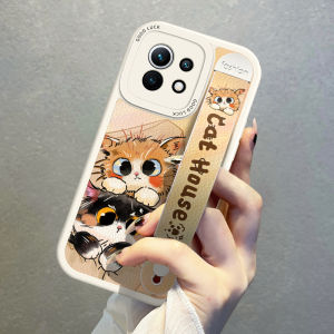 Xiaomi 11Pro Phone Case with Wristband Cute Cat Design Ultra Protective Soft Silicon Youth Edition Supreme Version Womens High End Feeling
