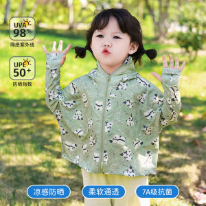Summer Childrens Sun Protection Clothes Ice Silk Cool Sensation Ultra Thin UV Protection Flower Breathable Skin Friendly Polyester