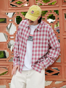 Vision American Retro Long Sleeve Shirt Waffle Patterned Loose Shoulder Mens Spring Casual Wear Single Button Closure