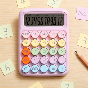 Candy Color 12-Digit Desktop Calculator with Large LCD Display And Big round Buttons for School And Office Use