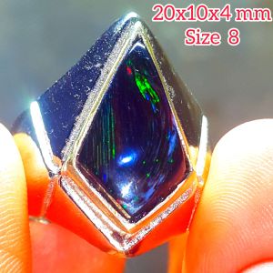 Cincin Batu Akik Black Opal Sempur Banten Top Jarong Natural