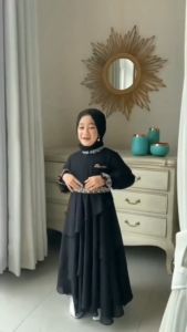 Gamis Anak Perempuan MIKAYLA KIDS Umur 7 - 12 tahun Dress Kondangan Anak Perempuan Mewah Gamis Anak Tanggung Baju Lebaran Anak Cewek Kekinian Baju Couple Kakak Adik Warna Hitam Ungu Pink Hijau Kuning