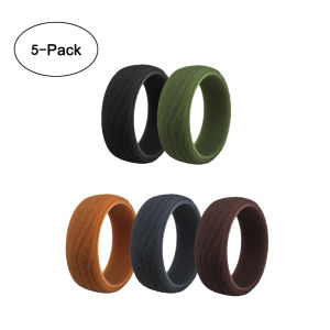 Geedyn 8.7mm Width 7-14 Size 5 Color Wide Leather Silicone Ring Set Mens Fitness Engagement Ring