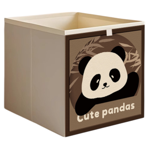 RUIDEDAN | Vintage Panda Grid Pattern Cloth Foldable Storage Box Large Capacity