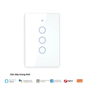 MOES | Công Tắc Đèn Thông Minh MOES Tuya ZigBee Với Bảng Điều Khiển Cảm Ứng Bằng Kính Cần Dây Trung Tính Chống Cháy Tương Thích Với Alexa & Google Home Điều Khiển Từ Xa.