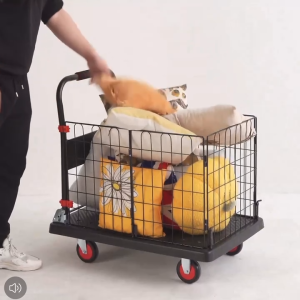 VIBEHOME Gerobak Dorong Pagar-Troli Lipat Trolley barang Hand Truck-Anti Tumpah-Kapasitas Besar Roda Besar Kuat & Hemat Tenaga Muatan 1500kg