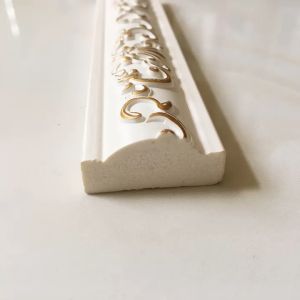 Phào chỉ tường nẹp chỉ nhựa ps 3cm hoa văn vàng