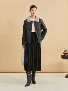 Short Mink Fur Collar Women Jacket