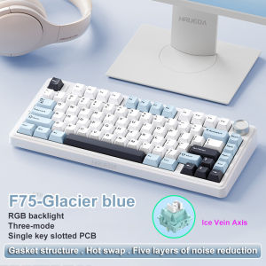 AULA | AULA F75 Mechanical Keyboard Wired/2.4G Wireless/BT RGB PBT 75% Layout OEM Profile Gasket Customized Pc Gaming Keyboard