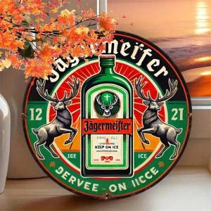 CIFbuy | Biển Hiệu Thiếc Tròn Jagerjager Cổ Điển 8x8 Inch Nghệ Thuật Kim Loại Retro Trang Trí Tường Nhà Quán Bar Chống Chịu Thời Tiết