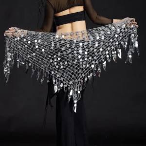 Khăn Quấn Hông Bằng Kim Loại Có Thể Điều Chỉnh Trang Trí Tua Rua Dành Cho Nữ Chất Liệu Polyester Đạo Cụ Múa Bụng Kèm Phụ Kiện Thủ Công Không Dệt
