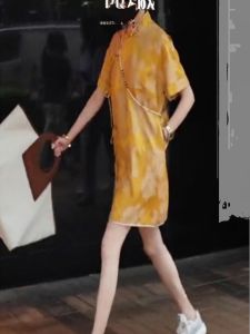 New Chinese Style Floral Print Qipao Dress Fashionable Luxury Sensation Unique Summer 2026 Elegant Womens plus Size Gown