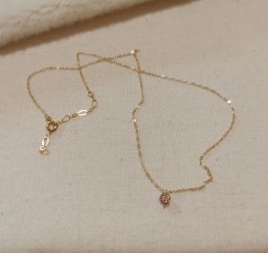 DaVee 14K Gold plated Czech diamond ball Simple Single Double layer necklace gentle champagne gold clavicle chain