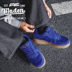 MADEN brand 2025 Summer New Air Force Edition Blue Silk Board Shoes Mens Shoes Breathable Thick soled Casual Shoes Retro Chinese Embroidery Trendy Shoes
