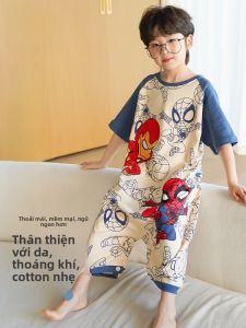 MiiOW | Bộ đồ ngủ liền thân cotton nguyên chất thoáng khí mùa hè cho bé trai MiiOW thoải mái thân thiện với làn da mặc ở nhà