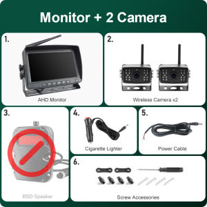 GreenYi | GreenYi 7 Wireless AHD Blind Spot Radar BSD Alarm DVR Record Split Screen IPS Monitor Wifi IR Camera For Car Truck Bus Vans RV