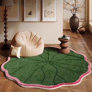 New Chinese Style round Carpet Green Lotus Seat Cushion Living Room Sofa Zen Style Irregular Shaped Floor Mat Home Decor