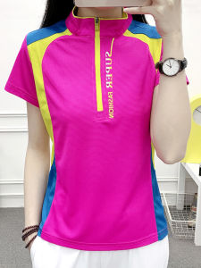 เสื้อยืดคอกลมแขนสั้นผ้าโพลีเอสเตอร์ระบายอากาศได้ดีสำหรับผู้หญิงกลางแจ้ง แห้งเร็ว น้ำหนักเบา ทรงสลิมฟิต สำหรับฤดูใบไม้ผลิและฤดูร้อน