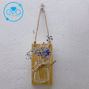 Bộ Khung Gỗ Kèm Lọ Thuỷ Tinh Treo Tường Trồng Cây Thuỷ Sinh Kệ Gỗ Cắm Hoa Trang Trí Nhà Cửa