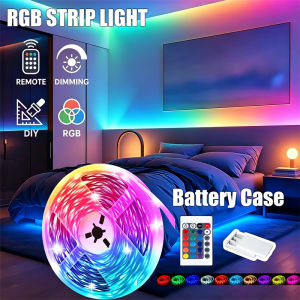 RGB LED Strip Lights Battery-Powered TV Background Light With 24-Button Remote Control for Gaming Room Living Room Bar Party Dec