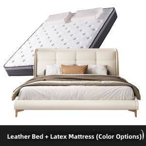 Imported Full Grain Leather Modern Minimalist Double Bed 1.8m
