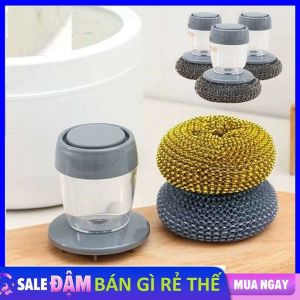 Dụng Cụ Chà Xoong Nồi Kèm Hủ Đựng Nước Rửa Chén Đa Năng - Cọ xoong nồi cọ bếp cọ rửa bát đĩa có bình chứa đựng xà phòng