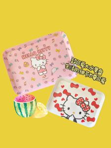 Cartoon Kitty Rectangular Japanese Style Serving Tray Fruit Candy Large Plate Cake Candy Dining Plate Tea Tray Dining Utensils