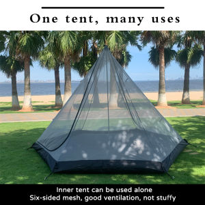 Ultralight Teepee Camping Mesh Tent Inner 4 Person With Poles Family Tourist Outdoor Hiking Large Backpacking Pyramid Tents