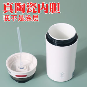 แก้วกาแฟแก้วเซรามิกแก้วเก็บความร้อนมีไส้ในถ้วยน้ำแก้วพกติดตัวพร้อมฝาปิดแก้วพกติดตัวพกพาสะดวก