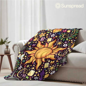 Beast Kingdom | Boho Sun Floral Soft Warm Flannel Blanket Lightweight Cozy Christmas Halloween Home Decor Room
