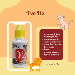 Obat Kucing Vitamin Kucing Obat Anti Virus Kucing Obat Flu Kucing Virus Calici Panleukopenia Feline Herpes Virus Distemper Diare Sakit Kencing Sakit Gigi EVO D2 30ml - Lazada