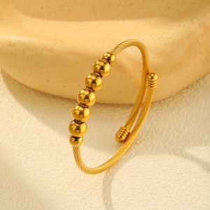 Kemstone Stainless Steel Beaded Wire Cuff Bracelet Womens Fashion Jewelry Gift