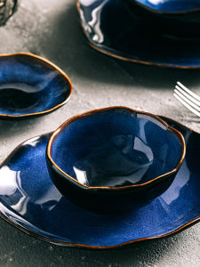 Bát Đựng Cơm Kiểu Cũ Hình Học Không Đều Bát Đựng Salad Bát Đựng Cá Hấp Bát Phẳng Bát Ăn Thịt Bát Đựng Món Tráng Miệng