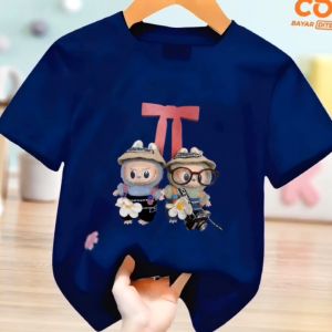 Pakaian Fashion anak Laki-Laki dan Perempuuan usia 1-12 tahun bergambar Labubu Pita bahan Babyterry Kekinian