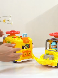 EZYLITTTLES 6in1 Engineering Busy Car Toy for Kids Tools Steering Wheel Lock Puzzle Gear Driver STEM Montessori Toy Indoor Construction Activity Bus with 75 Pieces Hands On Play for 3 Years Old Boys and Girls