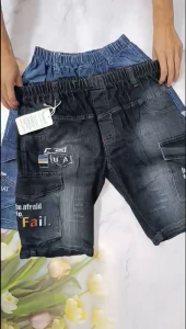 Quần jean lửng bé trai túi hộp size đại 55kg đến 75kg co giãn mạnh form rộng dành cho bé mập QT195