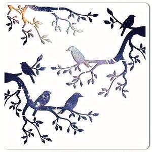 Large Size 11.8x11.8 Inch Tree Stencil Bird Design Reusable Leaf Silhouette Hummingbird Stencil for Home Decor & Crafting